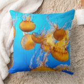ブルー海イエロークラゲ装飾用クッション クッション (ブランケット)