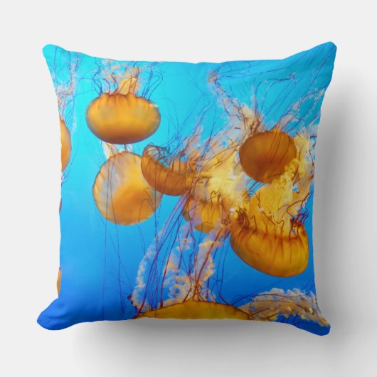 ブルー海イエロークラゲ装飾用クッション クッション (正面)
