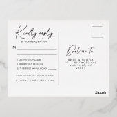 ブルー海ウェディングRSVPフォイル葉書 箔招待状ポストカード (裏面)