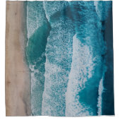 ブルー海ウェーブサンディビーチ シャワーカーテン (正面)