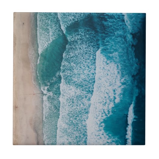 ブルー海ウェーブサンディビーチ タイル (正面)