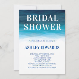 ブルー海ウェーブブライダルシャワー招待 招待状