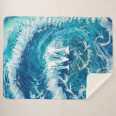 ブルー海ウェーブII シェルパブランケット (正面(横))