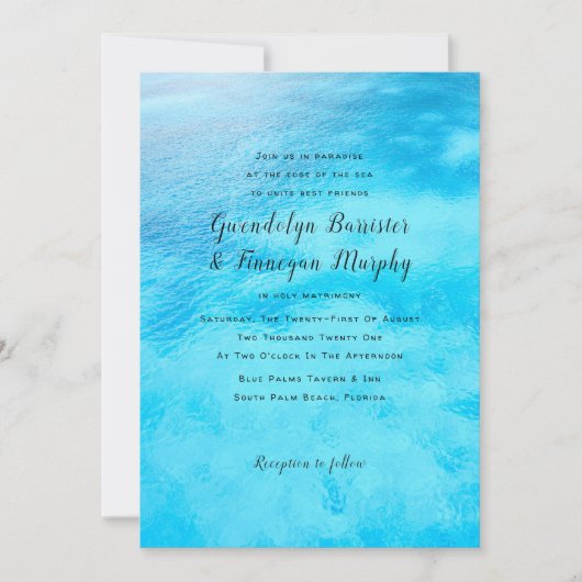 ブルー海ウォーターカスタムウェディング招待状 招待状 (正面)