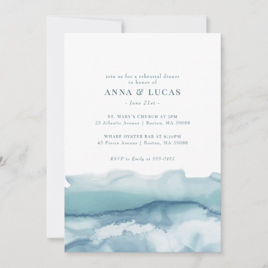 ブルー海ウォーターカラーリハーサルディナー 招待状 (正面)