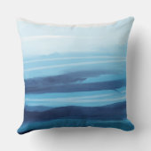 ブルー海ウォーターカラー抽象芸術シーモノグラム クッション (裏面)