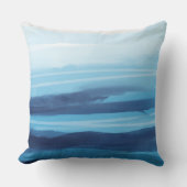 ブルー海ウォーターカラー抽象芸術シーモノグラム クッション (正面)