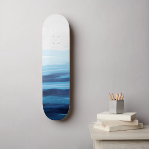 ブルー海ウォーターカラー抽象芸術シーモノグラム スケートボード