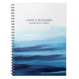 ブルー海ウォーターカラー抽象芸術シーモノグラム ノートブック