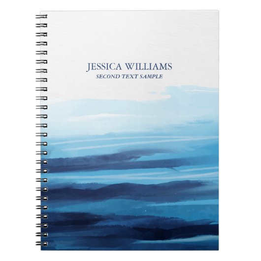 ブルー海ウォーターカラー抽象芸術シーモノグラム ノートブック (正面)