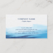 ブルー海ウォーターカラー抽象芸術シーモノグラム 名刺 (裏面)
