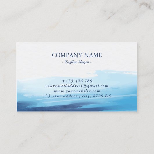 ブルー海ウォーターカラー抽象芸術シーモノグラム 名刺 (裏面)