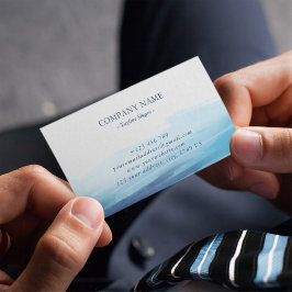 ブルー海ウォーターカラー抽象芸術シーモノグラム 名刺