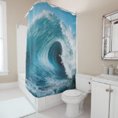 ブルー海ウォータービッグウェーブサーフサーフィンビーチ シャワーカーテン (インサイチュ)