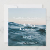 ブルー海ウォーターミニマリストバプテスマ《キリスト教》洗礼式や命名式 招待状 (正面)