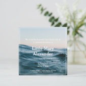 ブルー海ウォーターミニマリストバプテスマ《キリスト教》洗礼式や命名式 招待状 (スタンド正面)