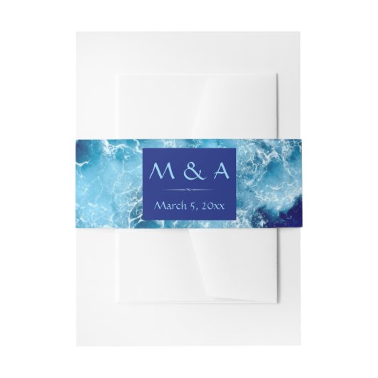 ブルー海ウォーター結婚式招待状ベリーバンド 招待状ベリーバンド (正面例)