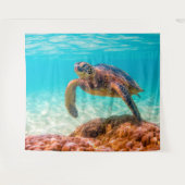 ブルー海ウミガメのタペストリー タペストリー (正面(横))
