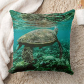 ブルー海ウミガメ泳ぐ装飾用クッション クッション (ブランケット)