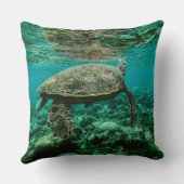 ブルー海ウミガメ泳ぐ装飾用クッション クッション (裏面)