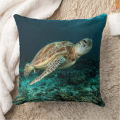 ブルー海ウミガメ珊瑚礁装飾用クッション クッション (ブランケット)