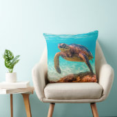 ブルー海ウミガメ装飾用クッション クッション (椅子)