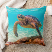 ブルー海ウミガメ装飾用クッション クッション (ブランケット)
