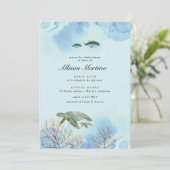 ブルー海ウミガメ赤ちゃんシャワー 招待状 (スタンド正面)