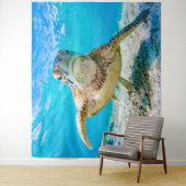 ブルー海ウミガメ顔フロントタペストリー タペストリー (インサイチュ)