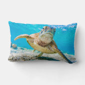 ブルー海ウミガメ顔フロント腰枕 ランバークッション (裏面)