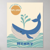 ブルー海クジラ子供部屋ウォールアートポスタープリント ポスター (正面)