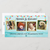 ブルー海クリスマスファミリーフォトコラージュカード シーズンカード (正面/裏面)