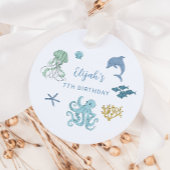 ブルー海クリーチャー誕生日パーティー フェイバータグ