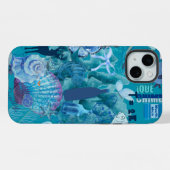 ブルー海コラージュ電話ケース iPhoneケース (裏面横)