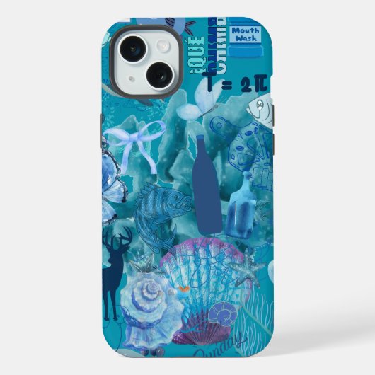 ブルー海コラージュ電話ケース iPhoneケース (裏面)