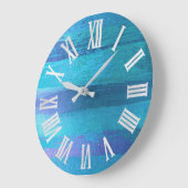 ブルー海サマービーチハウスローマンナンバーズ ラージ壁時計 (傾斜)