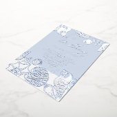 ブルー海シェル実在ホイル結婚式招待状 箔招待状 (回転した状態)