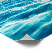 ブルー海シースケープ曇りスカイデジタ絵画ル ポスター (角)