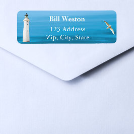 ブルー海シーライトハウスアドレスの戻りラベル ラベル