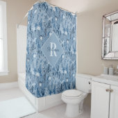 ブルー海シーライフモノグラムコースト シャワーカーテン (インサイチュ)
