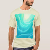 ブルー海セレニティ抽象芸術ウェーブデザイン Tシャツ (正面)