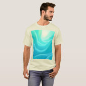 ブルー海セレニティ抽象芸術ウェーブデザイン Tシャツ (正面フル)