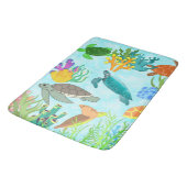 ブルー海トロピカルウミガメサンゴ礁マリン バスマット (アングル)