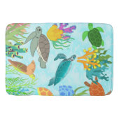 ブルー海トロピカルウミガメサンゴ礁マリン バスマット (正面)