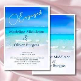 ブルー海トロピカルデスティネーション婚約 招待状
