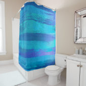 ブルー海ネイビーストロークエメラルドモダン シャワーカーテン (インサイチュ)