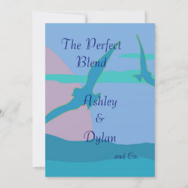 ブルー海パラダイステーマブレンドファミリー結婚ズ 招待状