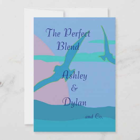 ブルー海パラダイステーマブレンドファミリー結婚ズ 招待状 (正面)