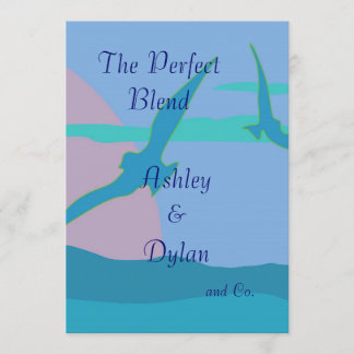 ブルー海パラダイステーマブレンドファミリー結婚ズ 招待状