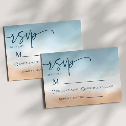 ブルー海ビーチショアサンド結婚ズ 出欠カード